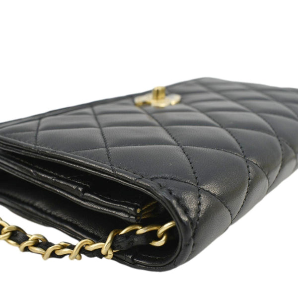 CHANEL CC Pearl Crush WOC Lambskin Quilted Leather Crossbody Bag Black