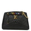 LOUIS VUITTON Wave Chain Leather Tote Shoulder Bag Black