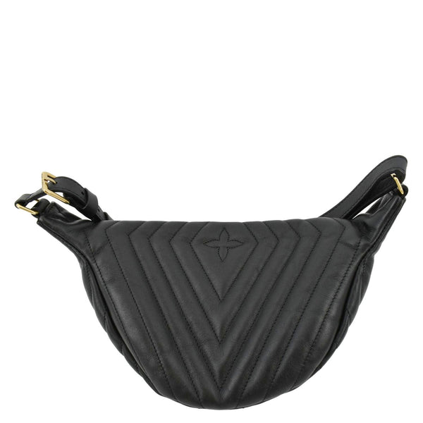 LOUIS VUITTON New Wave Quilted Leather Crossbody Black with back view
