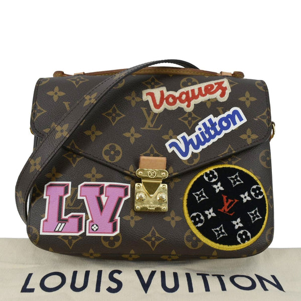 LOUIS VUITTON luxury metis Pochette Crossbody Bag Brown with close front view