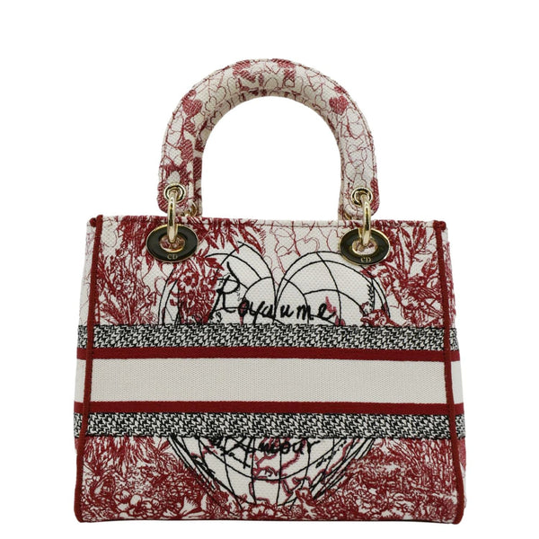 CHRISTIAN DIOR Lady D-Lite Medium Diormour D-Royaume dAmour Motif Canvas Crossbody Bag Multicolor