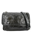 YVES SAINT LAURENT Niki Baby Crinkle Leather Shoulder Bag Black