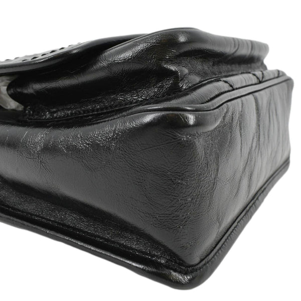 YVES SAINT LAURENT Niki Baby Crinkle Leather Shoulder Bag Black