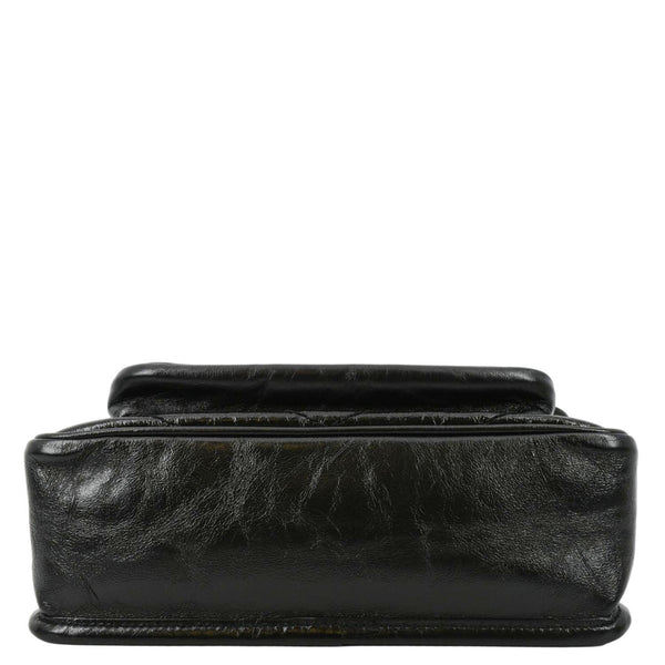 YVES SAINT LAURENT Niki Baby Crinkle Leather Shoulder Bag Black