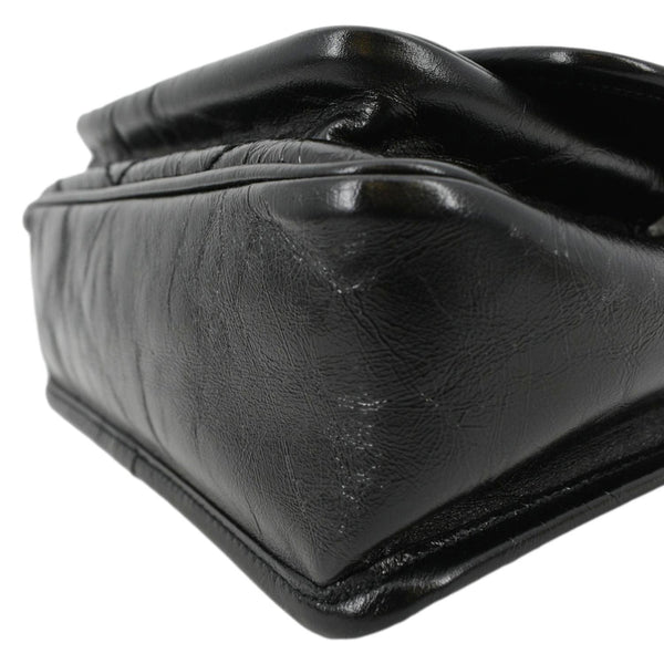 YVES SAINT LAURENT Niki Baby Crinkle Leather Shoulder Bag Black