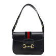 GUCCI Horsebit 1955 Small Leather Shoulder Bag Navy 602204