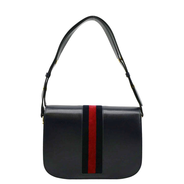 GUCCI Horsebit 1955 Small Leather Shoulder Bag Navy 602204