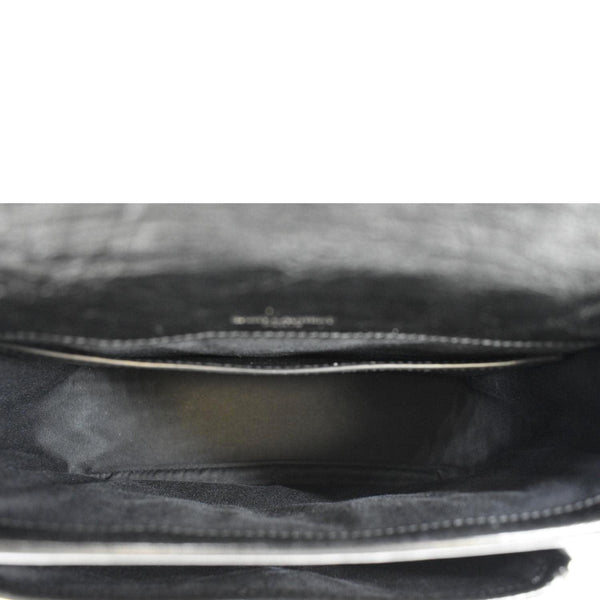 YVES SAINT LAURENT Niki Baby Crinkle Leather Shoulder Bag Black