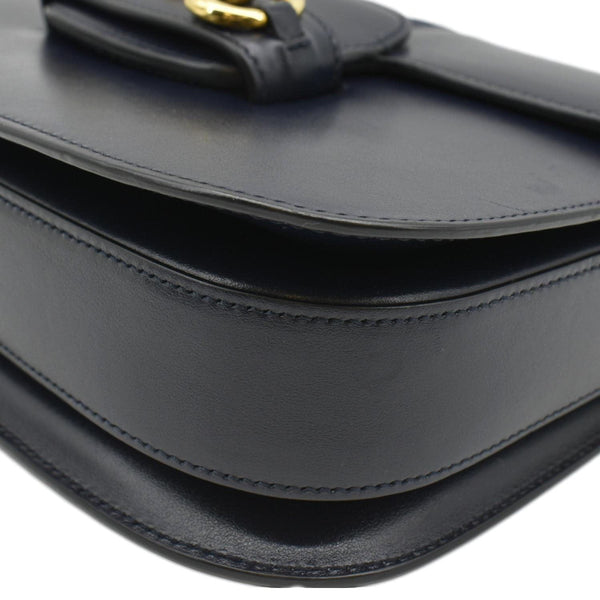 GUCCI Horsebit 1955 Small Leather Shoulder Bag Navy 602204