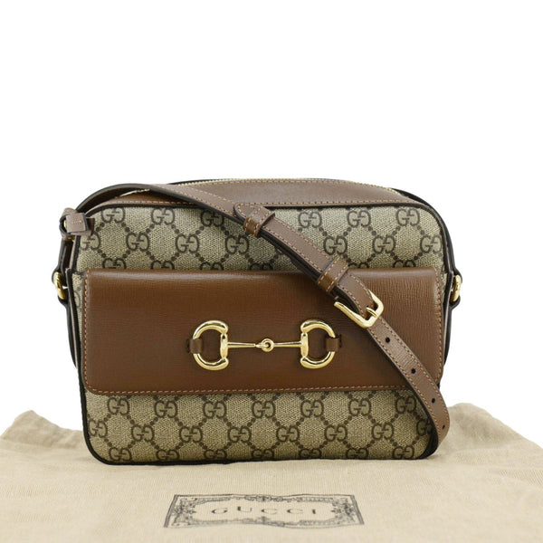 GUCCI Horsebit 1955 Small GG Supreme Canvas Shoulder Bag Beige 645454