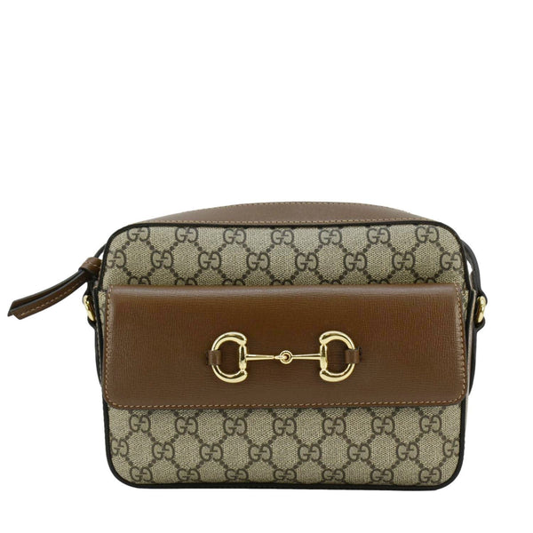 GUCCI Horsebit 1955 Small GG Supreme Canvas Shoulder Bag Beige 645454