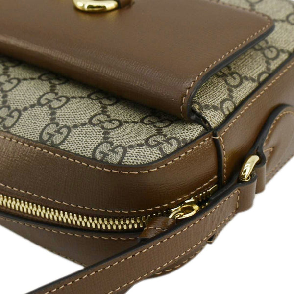 GUCCI Horsebit 1955 Small GG Supreme Canvas Shoulder Bag Beige 645454