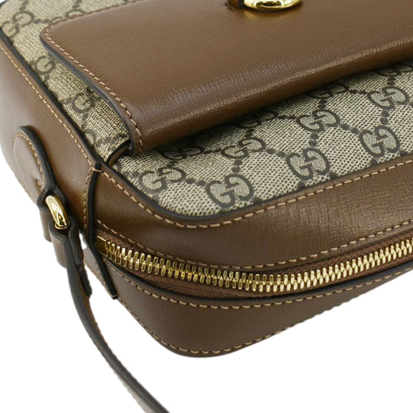 GUCCI Horsebit 1955 Small GG Supreme Canvas Shoulder Bag Beige 645454