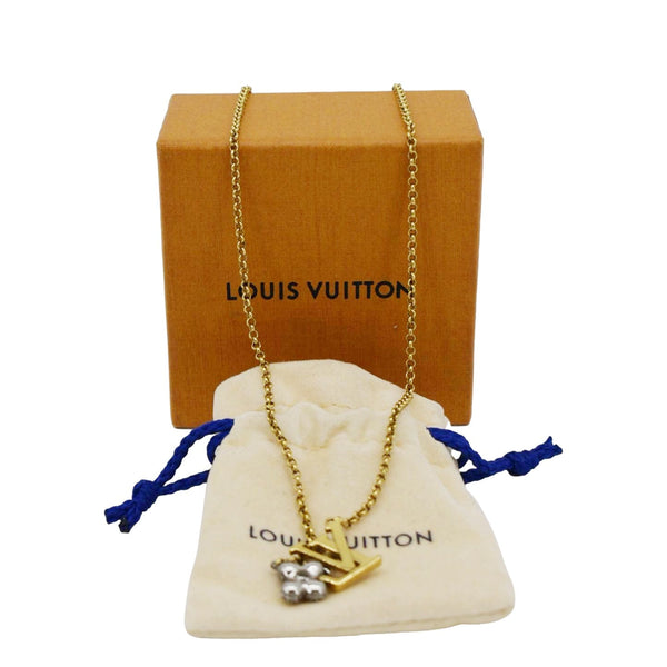 LOUIS VUITTON LV Gram Metal Zircorns Pendant Necklace Gold
