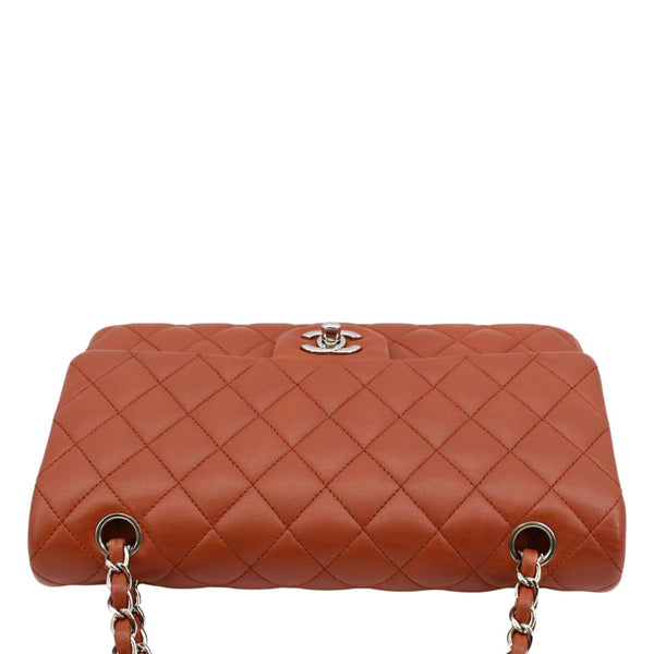 CHANEL Classic Medium Double Flap Quilted Leather Shoulder Bag Red
