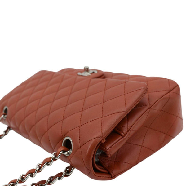 CHANEL Classic Medium Double Flap Quilted Leather Shoulder Bag Red