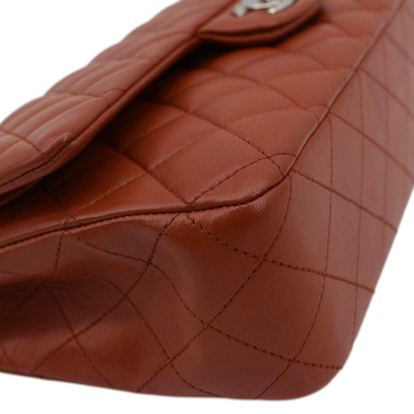 CHANEL Classic Medium Double Flap Quilted Leather Shoulder Bag Red