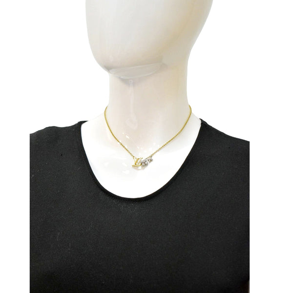 LOUIS VUITTON LV Gram Metal Zircorns Pendant Necklace Gold