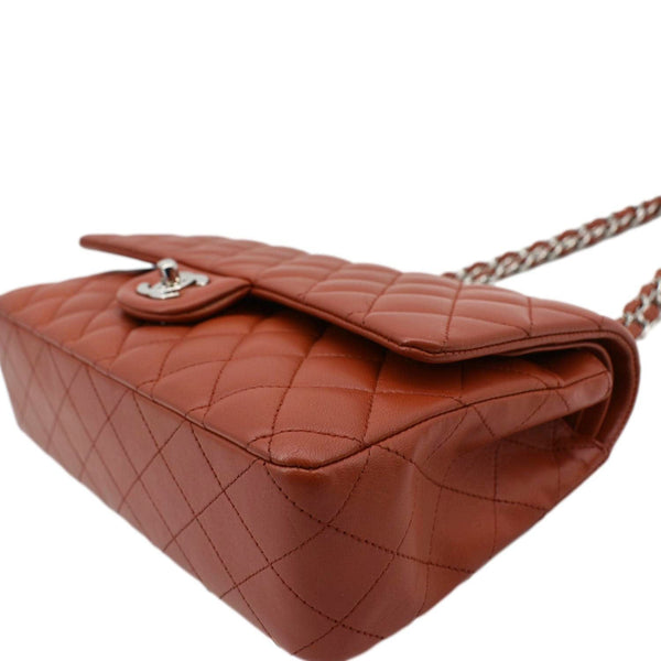 CHANEL Classic Medium Double Flap Quilted Leather Shoulder Bag Red