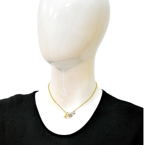 LOUIS VUITTON LV Gram Metal Zircorns Pendant Necklace Gold