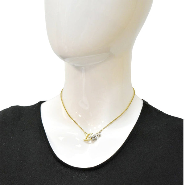 LOUIS VUITTON LV Gram Metal Zircorns Pendant Necklace Gold