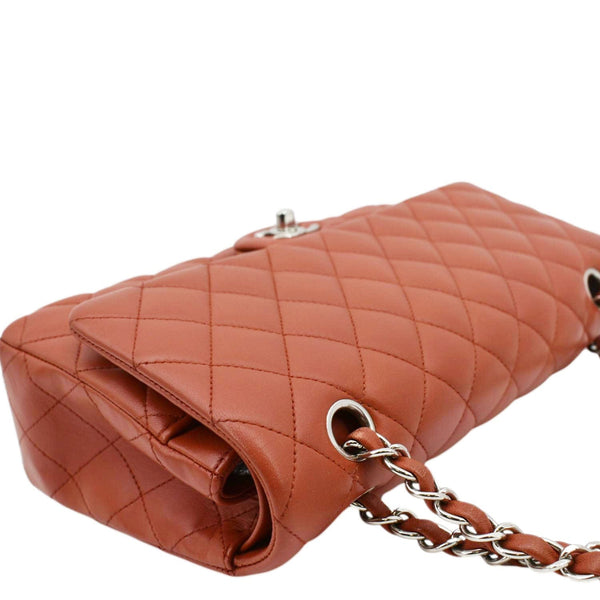 CHANEL Classic Medium Double Flap Quilted Leather Shoulder Bag Red