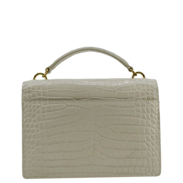 YVES SAINT LAURENT Sunset Crocodile Embossed Leather Crossbody Bag Ivory