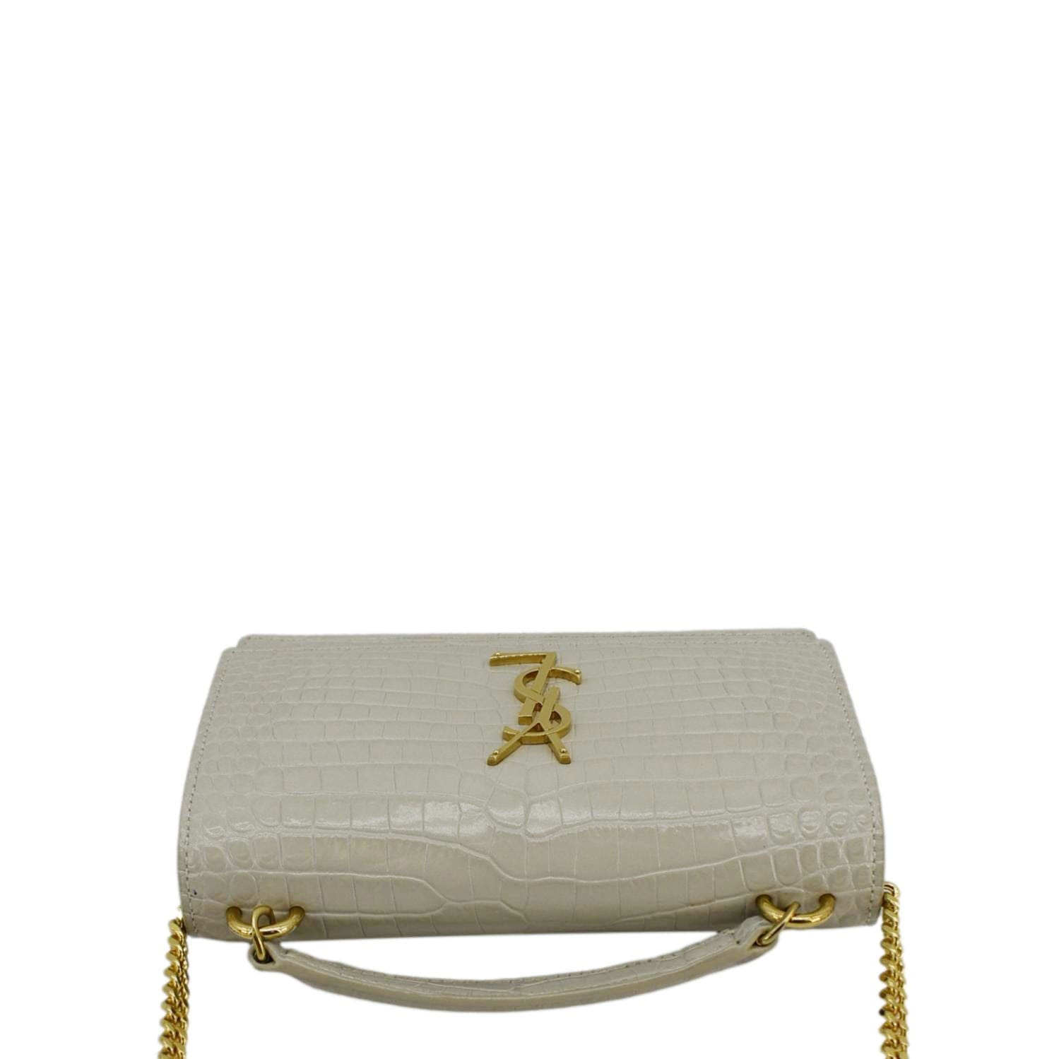 YVES SAINT LAURENT Sunset Crocodile Embossed Leather Crossbody Bag Ivo