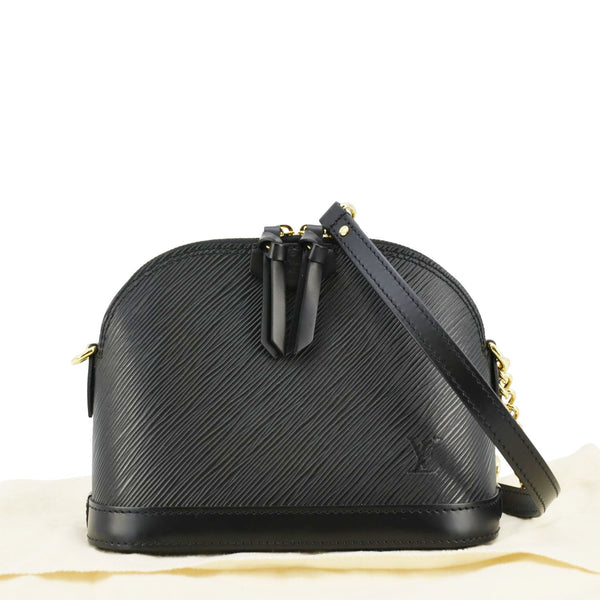 LOUIS VUITTON Alma BB Epi Leather Satchel Bag Black