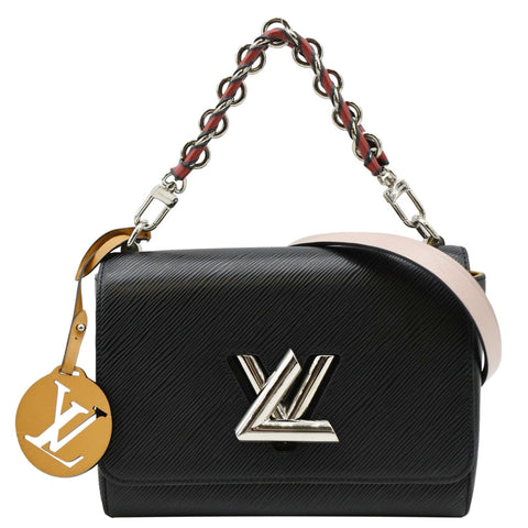 LOUIS VUITTON Twist MM Braided Handle Epi Leather Shoulder Bag Black