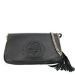 GUCCI Soho GG Flap Leather Chain Shoulder Bag Black 336752