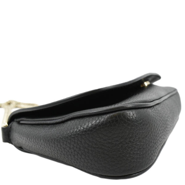 GUCCI Soho GG Flap Leather Chain Shoulder Bag Black 336752