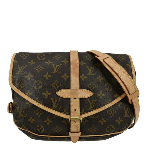 LOUIS VUITTON Saumur 30 Monogram Canvas Crossbody Bag Brown