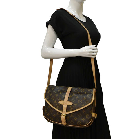 LOUIS VUITTON Saumur 30 Monogram Canvas Crossbody Bag Brown