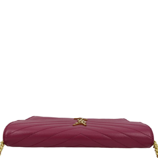 YVES SAINT LAURENT Cassandre Matelasse Chain Wallet Crossbody Bag Fuchsia