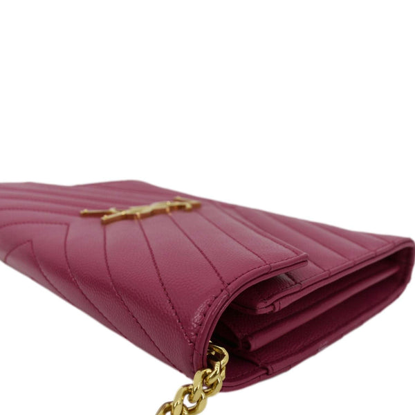 YVES SAINT LAURENT Cassandre Matelasse Chain Wallet Crossbody Bag Fuchsia