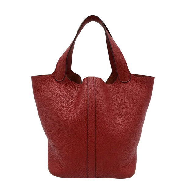 HERMES Picotin Lock 22 Taurillon Clemence Leather Hobo Bag Red
