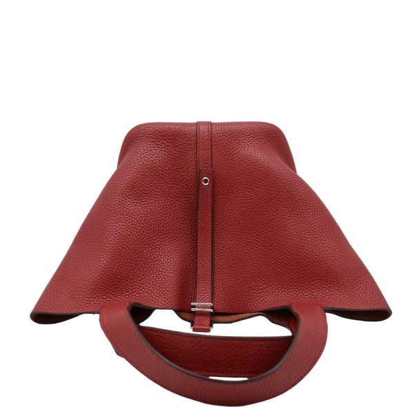 HERMES Picotin Lock 22 Taurillon Clemence Leather Hobo Bag Red