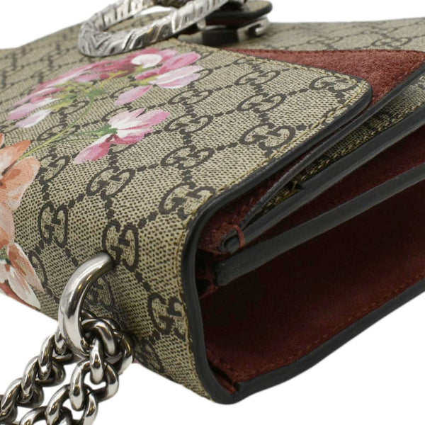 GUCCI Dionysus Medium Blooms GG Supreme Canvas Chain Shoulder Bag Beige 400235