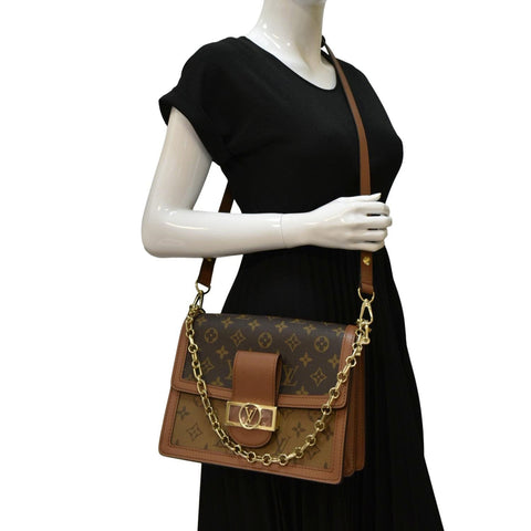 LOUIS VUITTON Dauphine MM Monogram Reverse Canvas Shoulder Bag Brown