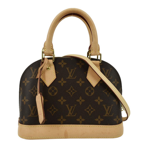 LOUIS VUITTON Alma BB Monogram Canvas Satchel Crossbody Bag Brown