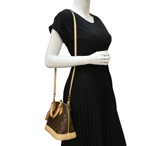 LOUIS VUITTON Alma BB Monogram Canvas Satchel Crossbody Bag Brown