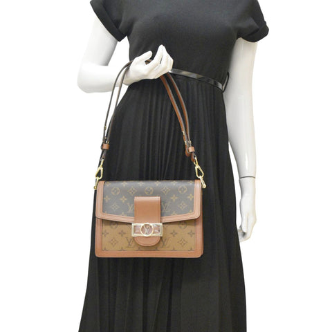LOUIS VUITTON Dauphine MM Monogram Reverse Canvas Shoulder Bag Brown