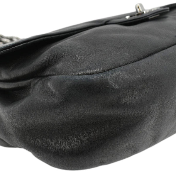 CHANEL Soft and Chain Flap Leather Shoulder Bag Black