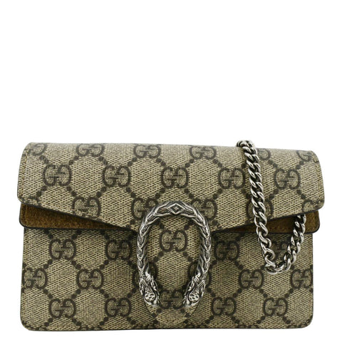GUCCI Dionysus Super Mini GG Supreme Canvas Crossbody Bag Taupe 476432