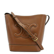 Celine Cuir Triomphe Small Calfskin Leather Bucket Crossbody Bag Tan