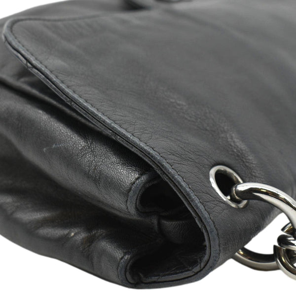 CHANEL Soft and Chain Flap Leather Shoulder Bag Black