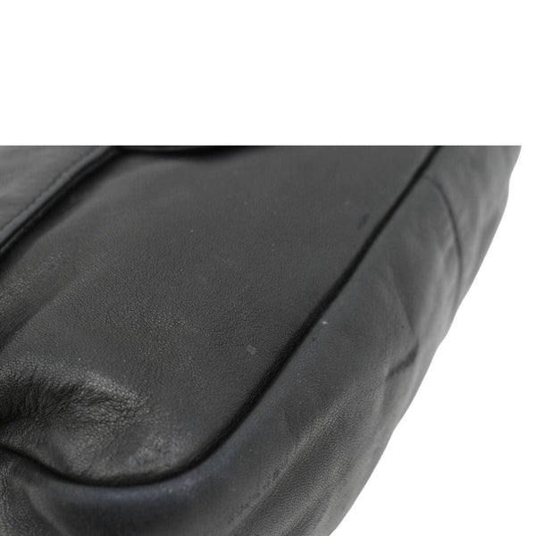 CHANEL Soft and Chain Flap Leather Shoulder Bag Black