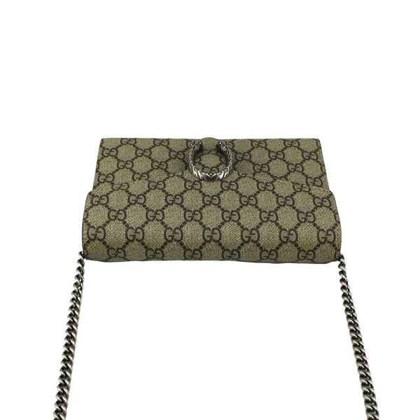 GUCCI Dionysus GG Supreme Canvas Chain Wallet Crossbody Bag Beige 401231