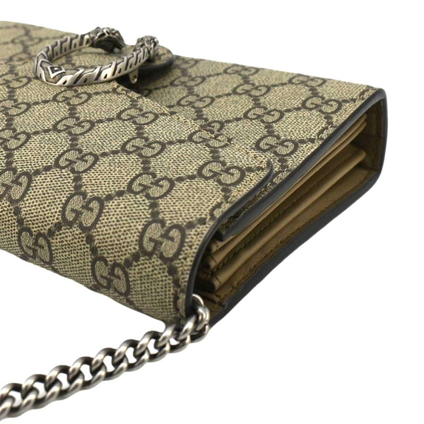 GUCCI Dionysus GG Supreme Canvas Chain Wallet Crossbody Bag Beige 401231